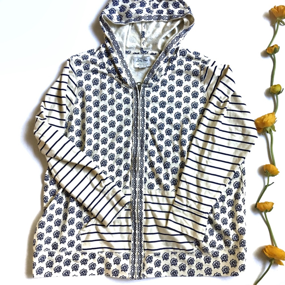Lucky Lotus Brand floral hooded zip-up sweatshirt